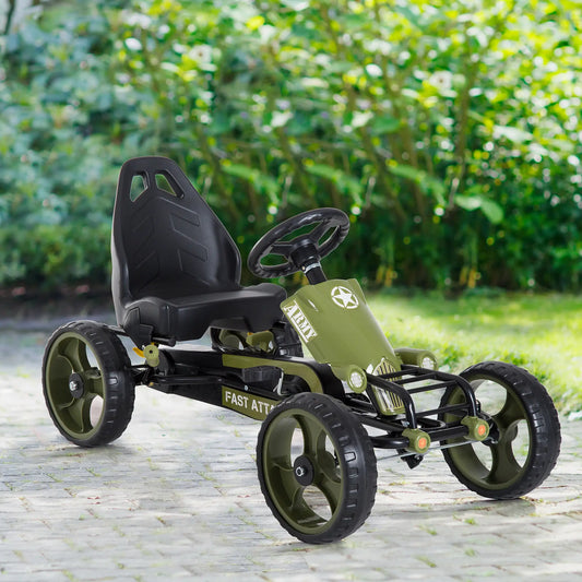 Adjustable Seat Pedal Go Kart, EVA Tyres, Safety Handbrake, Ages 3-6, Green Pedal Go Karts for Kids Green at Gallery Canada