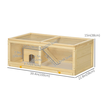 Wooden Hamster Cage, Small Animals Kit Hutch, Exercise Play House for Dwarf Hamsters, Gerbils, Chinchillas, Guinea Pigs, Bunnies, with Sliding Tray, Openable Top at Gallery Canada