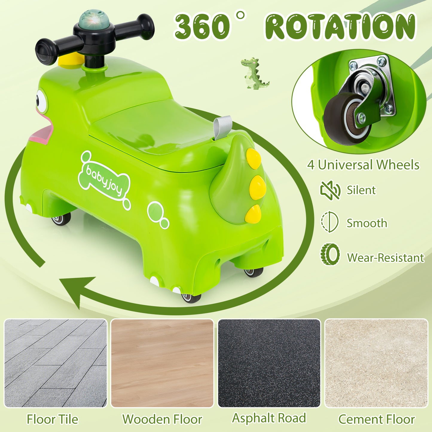 Toddler Ride on Toy Walking Sliding Car with Lights and Music, Green Push & Pedal Ride On Toys at Gallery Canada