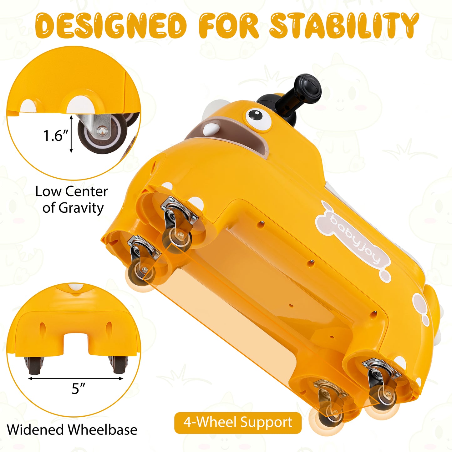 Toddler Ride on Toy Walking Sliding Car with Lights and Music, Yellow Push & Pedal Ride On Toys at Gallery Canada