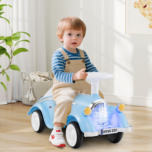Toddler Ride on Toy Classic Sliding Car with Horn and LED Headlight, Blue Push & Pedal Ride On Toys Blue at Gallery Canada