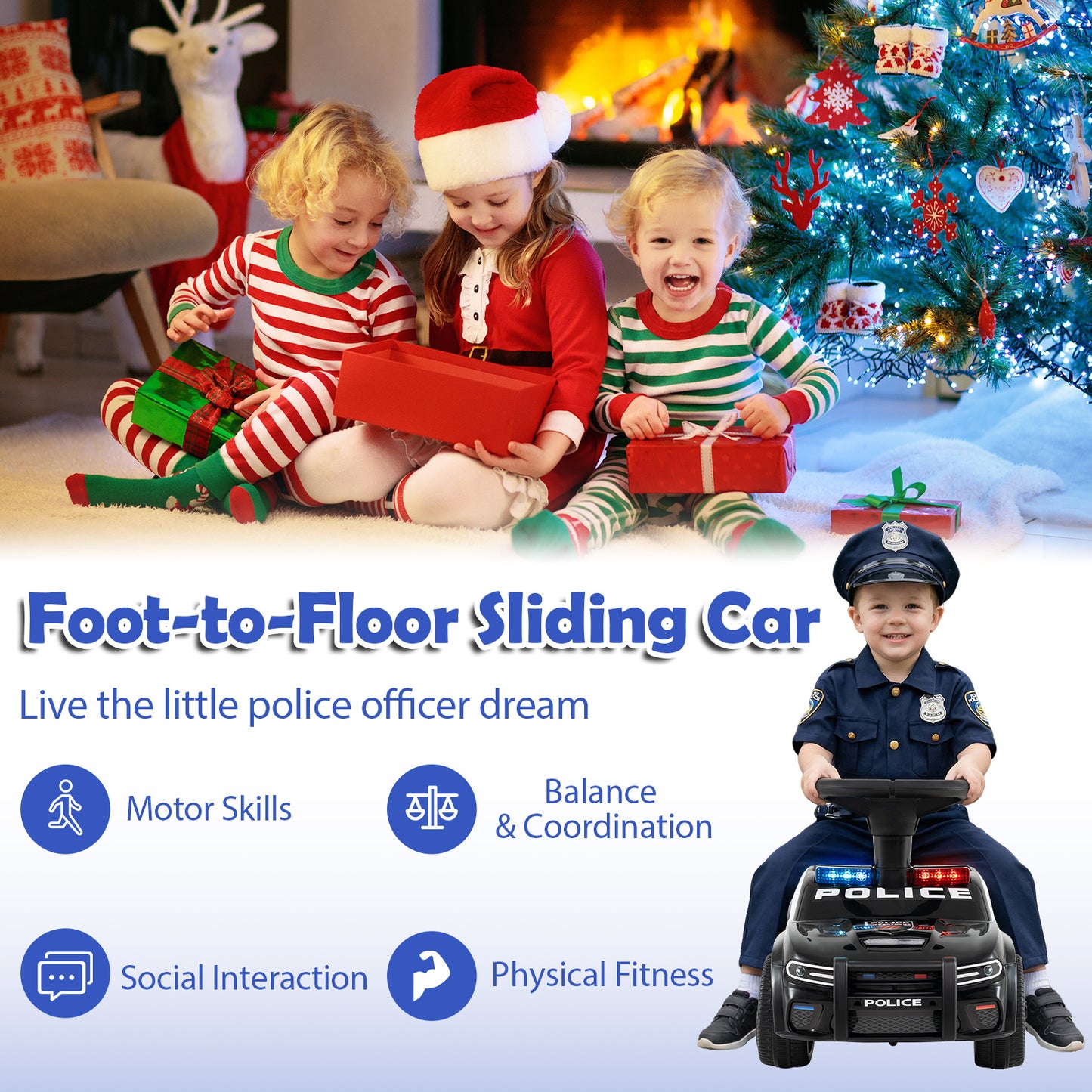 Toddler Sliding Car with Steering Wheel and Under-Seat Storage Push-DK, Black Push & Pedal Ride On Toys at Gallery Canada