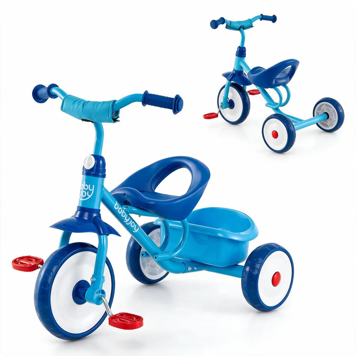 Toddler Tricycle for Boys Girls 2-5 Years, Blue Push & Pedal Ride On Toys Blue at Gallery Canada