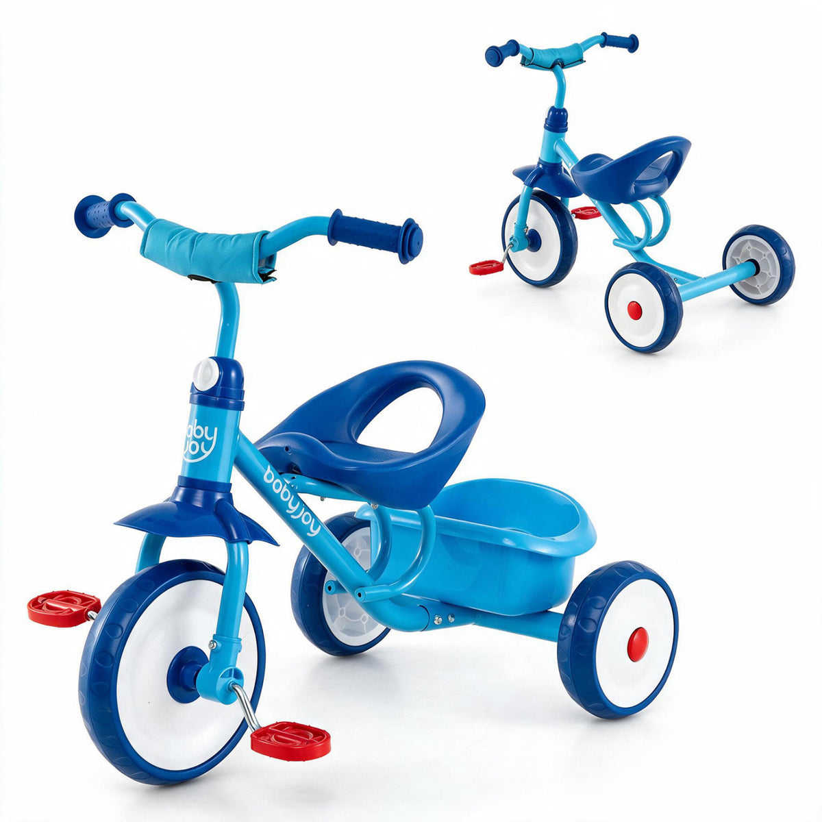 Toddler Tricycle for Boys Girls 2-5 Years, Blue Push & Pedal Ride On Toys Blue at Gallery Canada