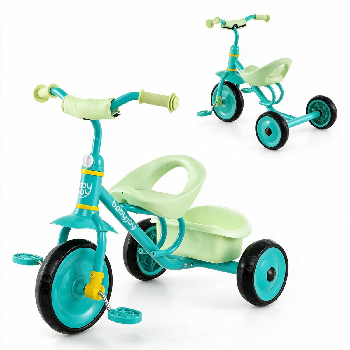 Toddler Tricycle for Boys Girls 2-5 Years, Removable Basket, Green Push & Pedal Ride On Toys Green at Gallery Canada