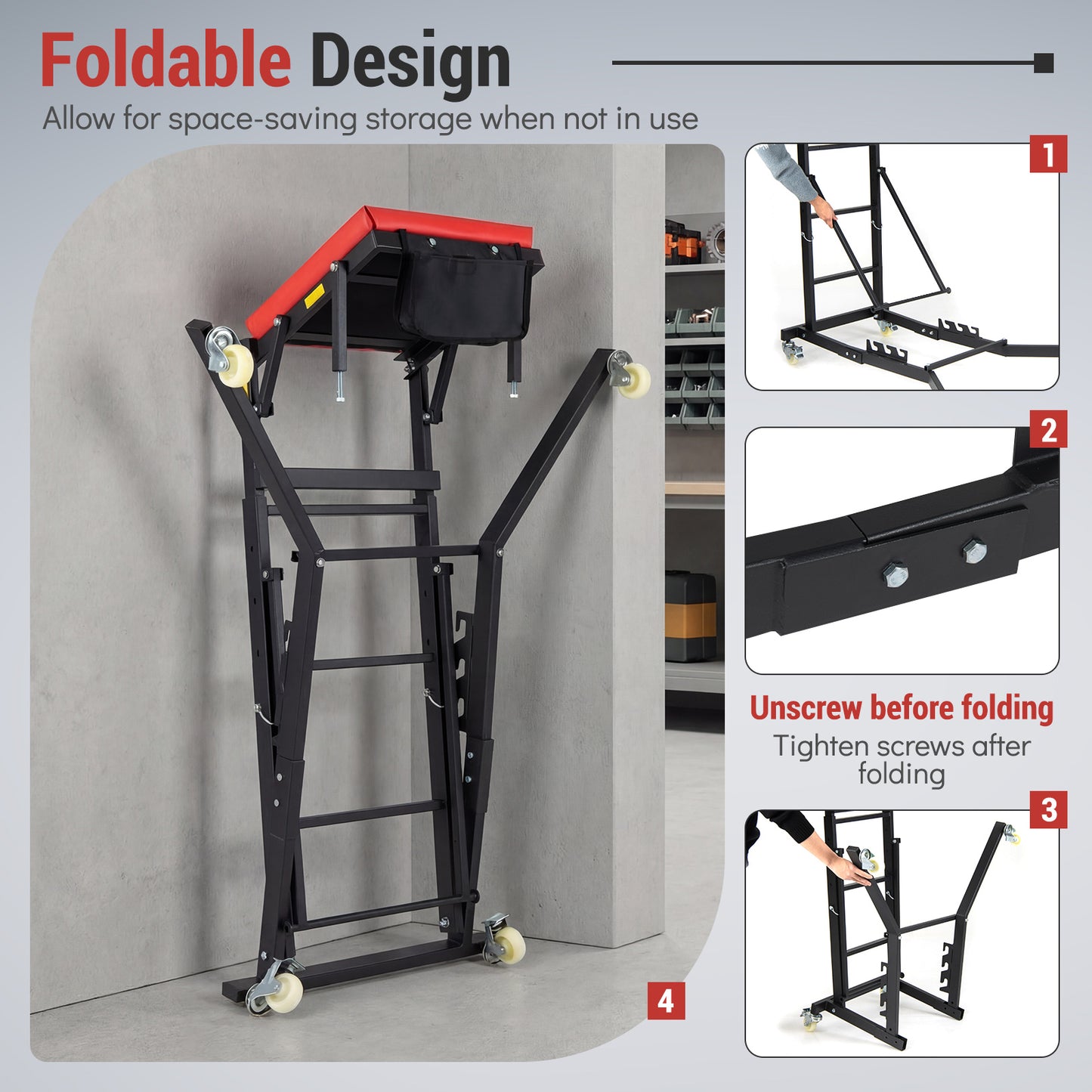 Automotive Engine Creeper, 400 Lb Capacity, 42-69 Inches Garages at Gallery Canada