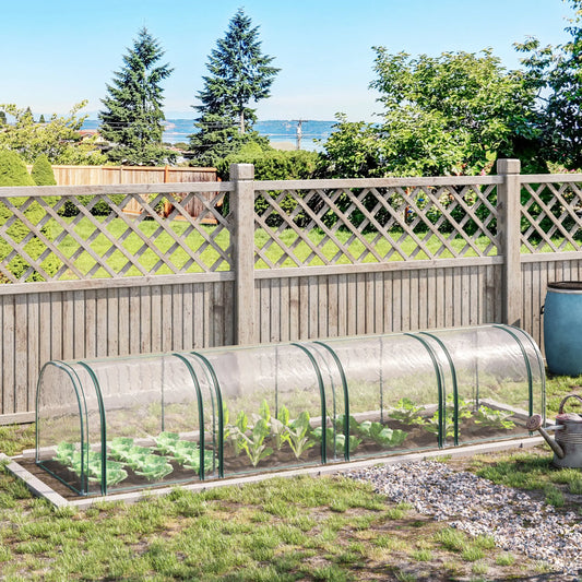 13' x 3' x 2.5' Mini Tunnel Greenhouse, 4 Zipped Doors, Clear Mini Greenhouses Dark Green, Clear at Gallery Canada