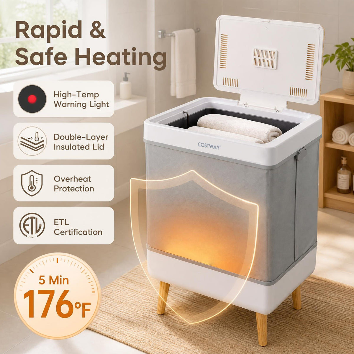 Towel Warmer Bucket, Foldable, Auto Shut Off, Natural Dryers at Gallery Canada
