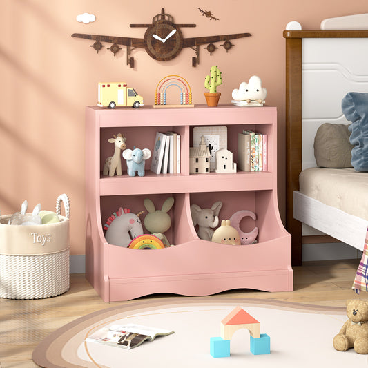 Toy Storage Organizer 4-Cubby Kids Bookcase for Toys and Books, Pink Kids Storage Pink at Gallery Canada