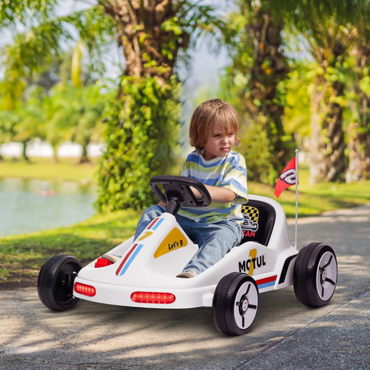 6V Electric Go Kart for Kids, Music Light Horn, White Electric Ride On Toys White at Gallery Canada
