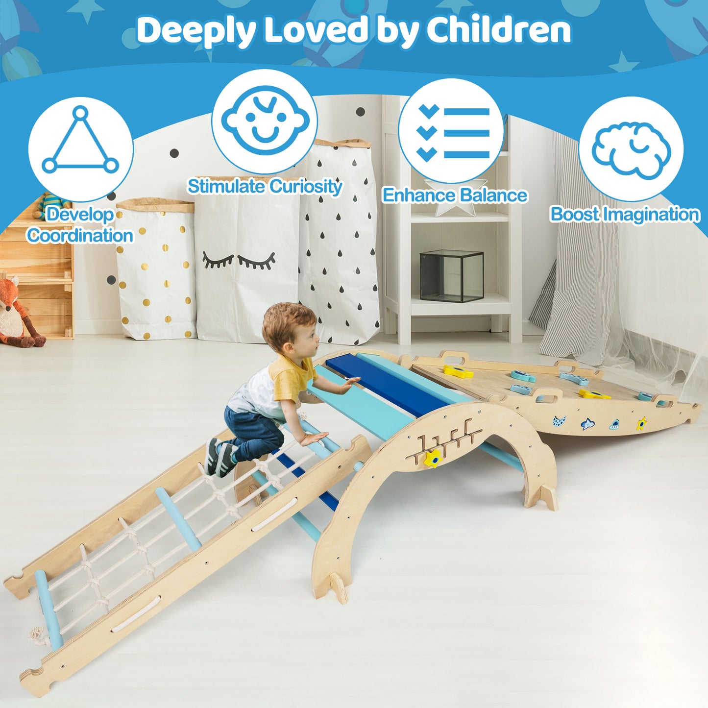 Triangle Set 8-in-1 Foldable Baby Climbing Toys Astronaut/Unicorn Theme, Blue Climbers & Slides at Gallery Canada