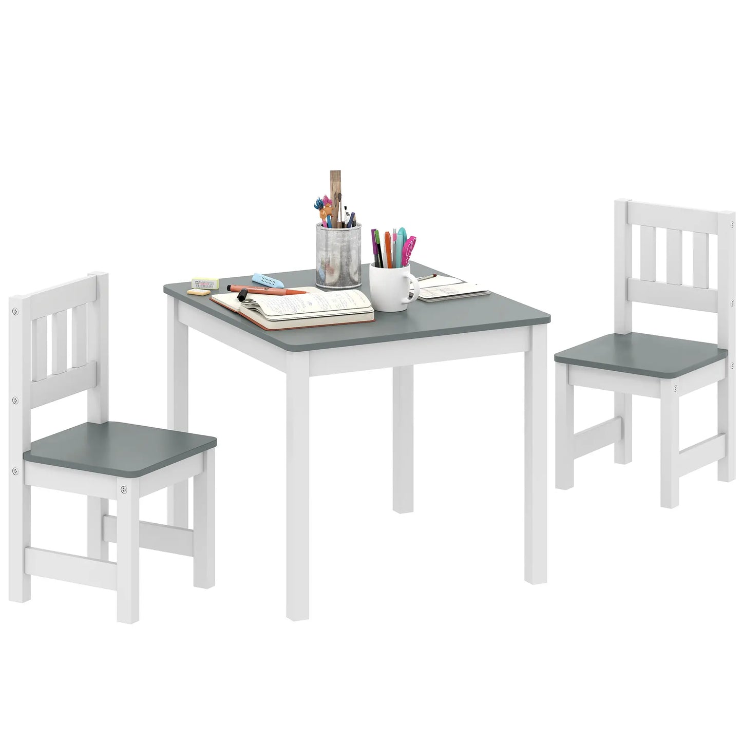 Kids Table and Chairs Set, Toddler Activity Table, 2 Chairs, Grey Kids Table Sets at Gallery Canada