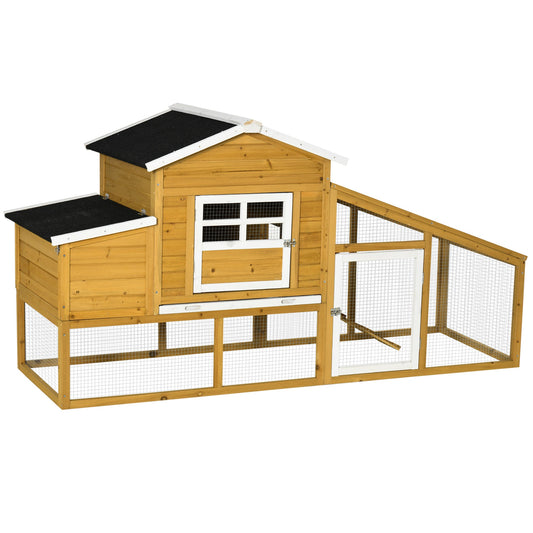 79" Wooden Chicken Coop, Outdoor Hen House, Poultry Habitat with Removable Tray, Nesting Box, Run, Ramp - Gallery Canada