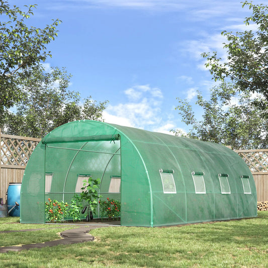 Walk-In Tunnel Greenhouse, 19x10x6.6ft, Zipped Door, 8 Mesh Windows, Green Tunnel Greenhouses Green at Gallery Canada