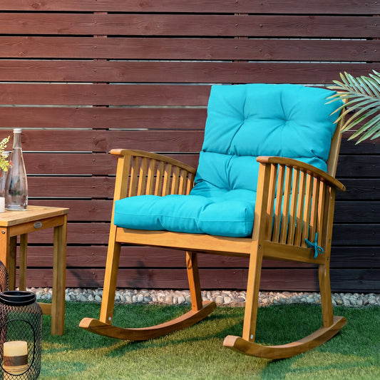 Tufted Patio High Back Chair Cushion with Non-Slip String Ties, Turquoise Outdoor Furniture Accessories Turquoise at Gallery Canada