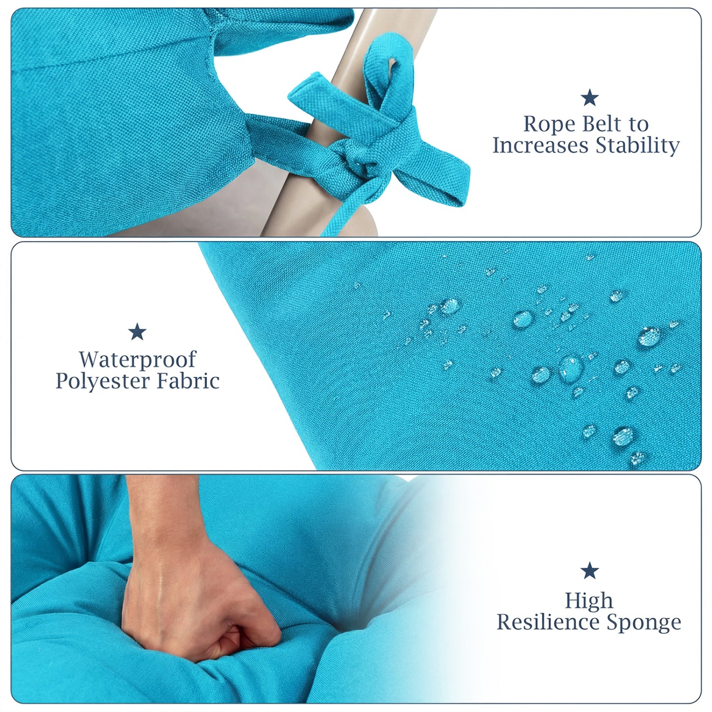 Tufted Patio High Back Chair Cushion with Non-Slip String Ties, Turquoise Outdoor Furniture Accessories at Gallery Canada