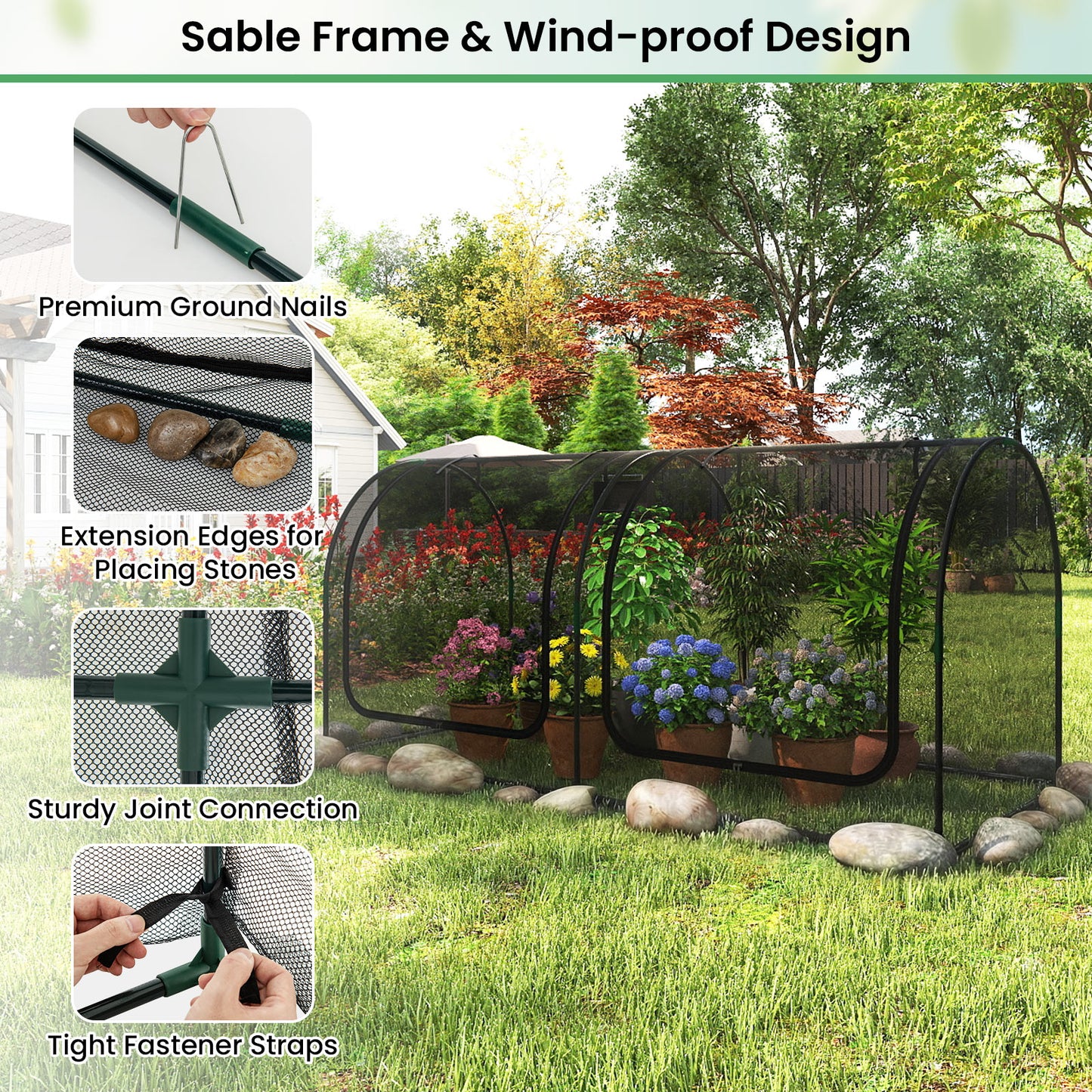 Tunnel Crop Cage Large Portable Plant Protection Tent with 2 Roll-up Zippered Doors Greenhouses at Gallery Canada