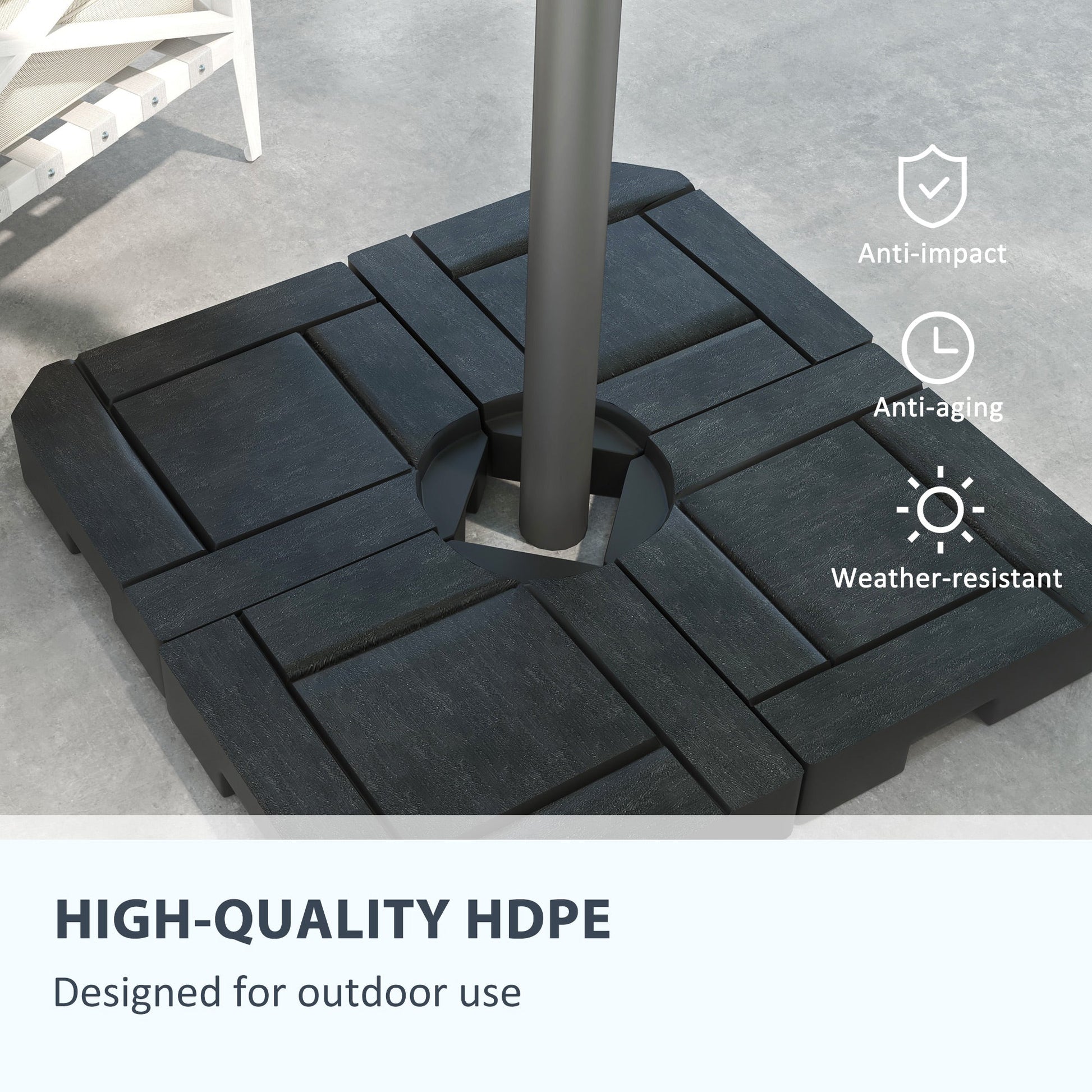 4PCs Patio Umbrella Base, Water or Sand Filled Cantilever Umbrella Weights for Cross Base with Handles, HDPE at Gallery Canada