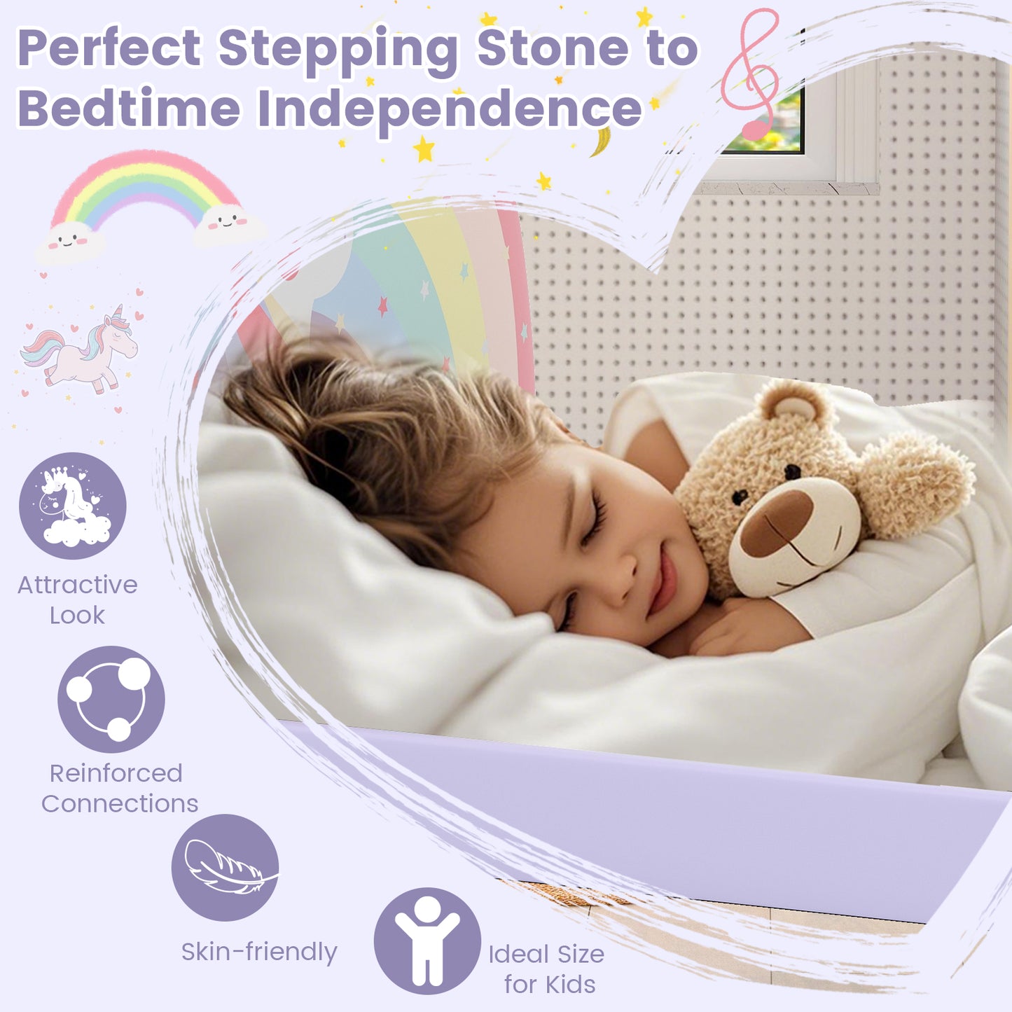 Twin Size Kids Floor Bed Frame, Upholstered, Purple Toddler Beds at Gallery Canada