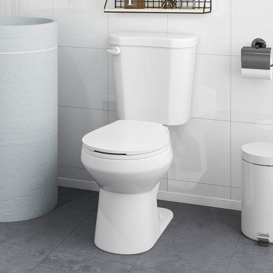 Two-Piece Round Toilet, 17.5 Inch ADA Comfort Height, White Toilet White at Gallery Canada