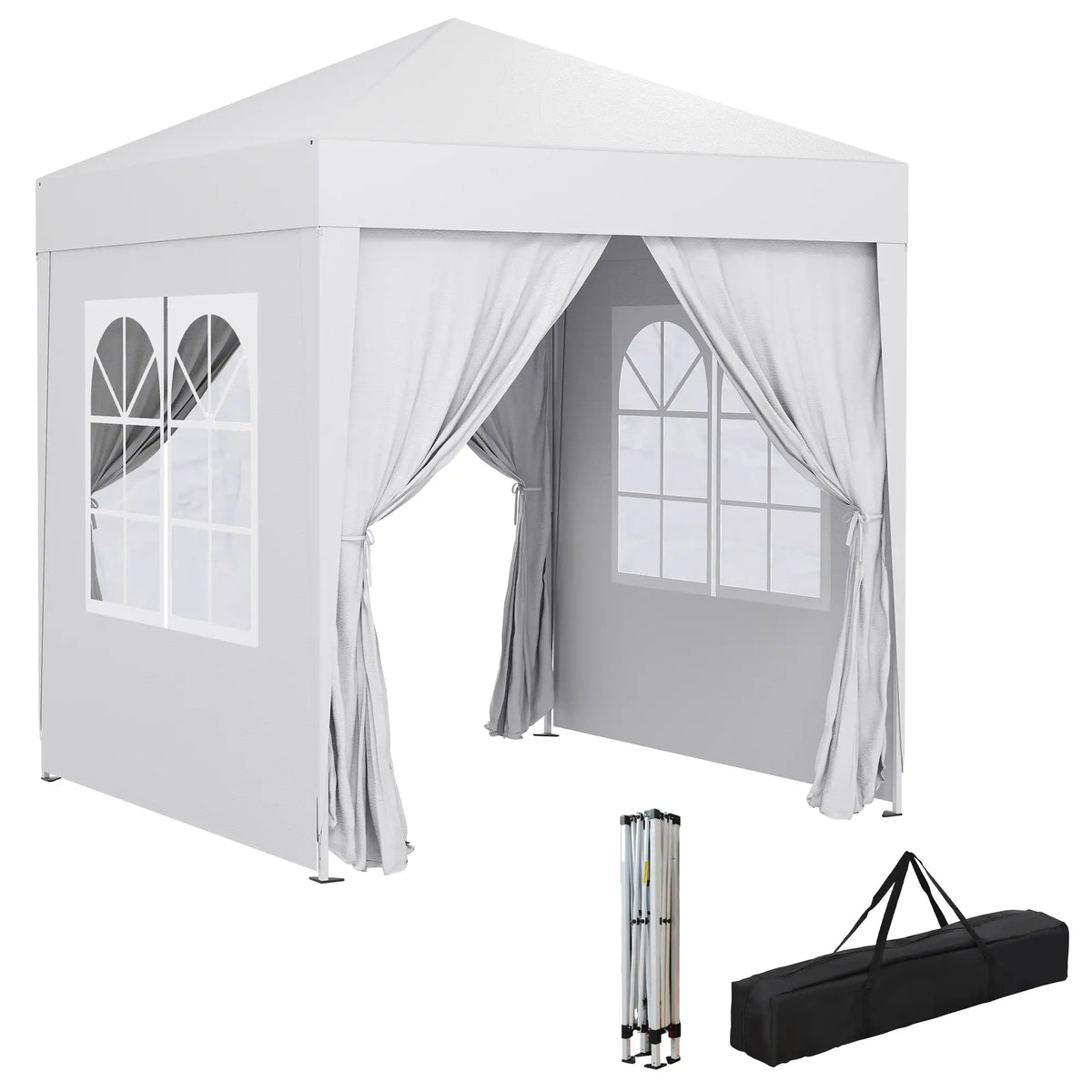 6.6'x6.6' Pop Up Canopy Tent, Instant Sun Shelter Gazebo, White