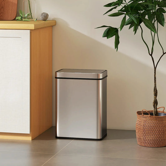 13.2 Gallon Sensor Can, Automatic Garbage Can, Stainless Steel, Silver Household Supplies Silver Tone at Gallery Canada