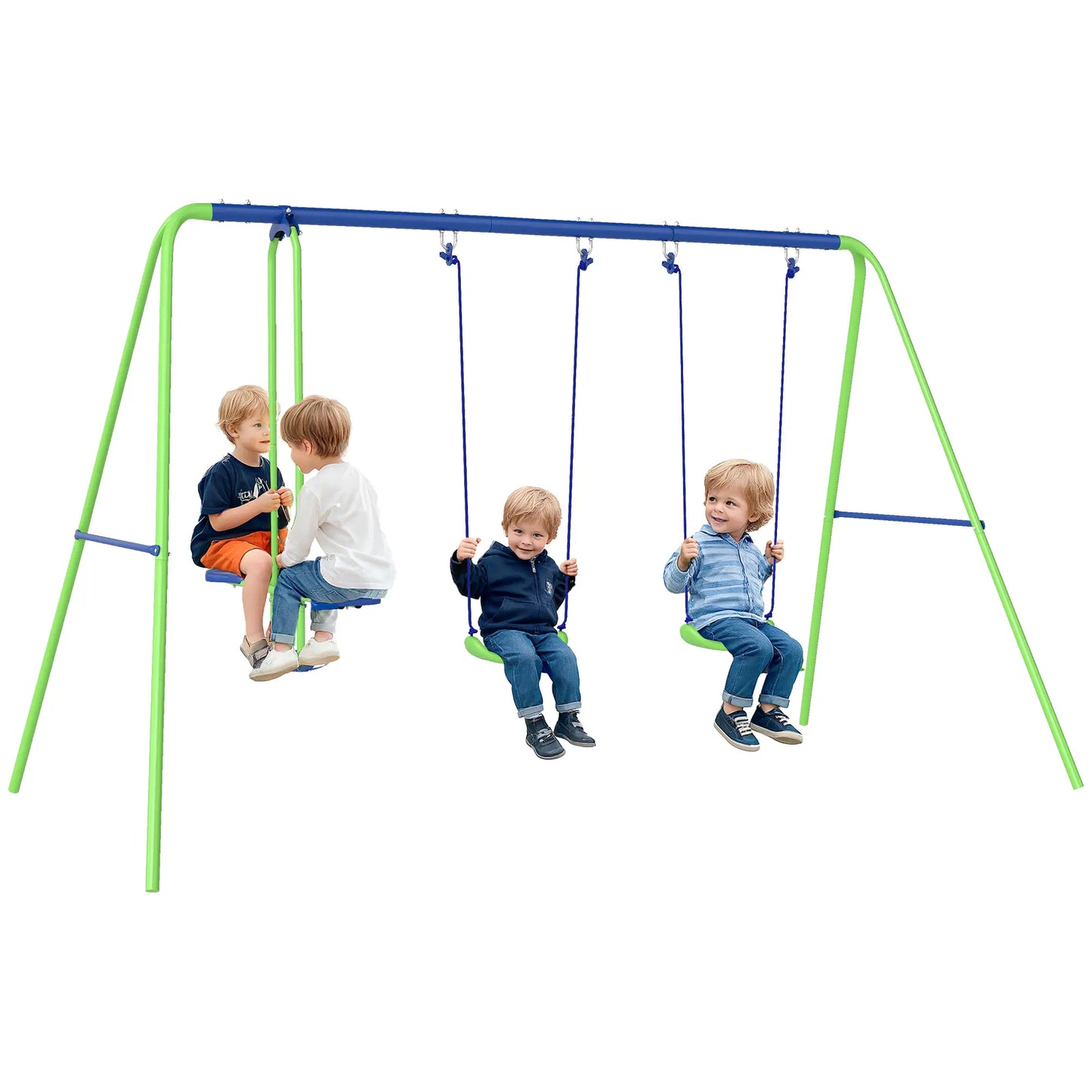 3 in 1 Metal Swing Set, Double Swings, Glider, Green Gym Sets & Swings at Gallery Canada
