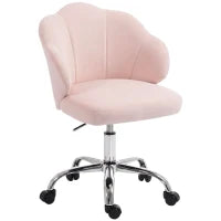 Chaise de bureau en velours pétale, roulettes pivotantes, large assise, rose