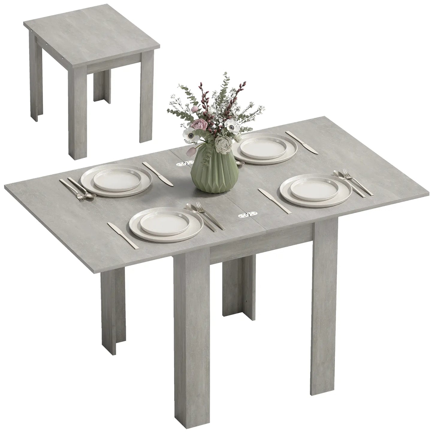 55 Inch Extendable Dining Table for 4-6 Person, Kitchen Table, Grey Dining Tables at Gallery Canada