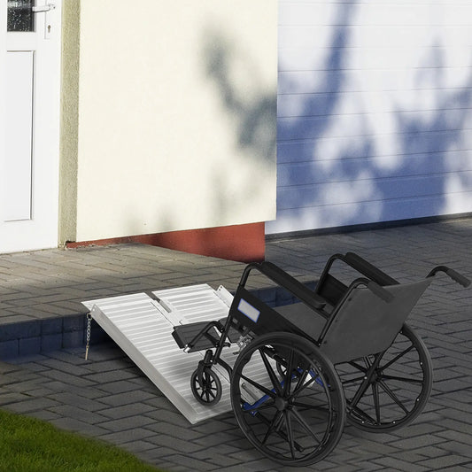 Textured Aluminum Folding Wheelchair Ramp, 2', Portable Threshold Ramp Knee Walker & Wheelchair Ramps Silver at Gallery Canada