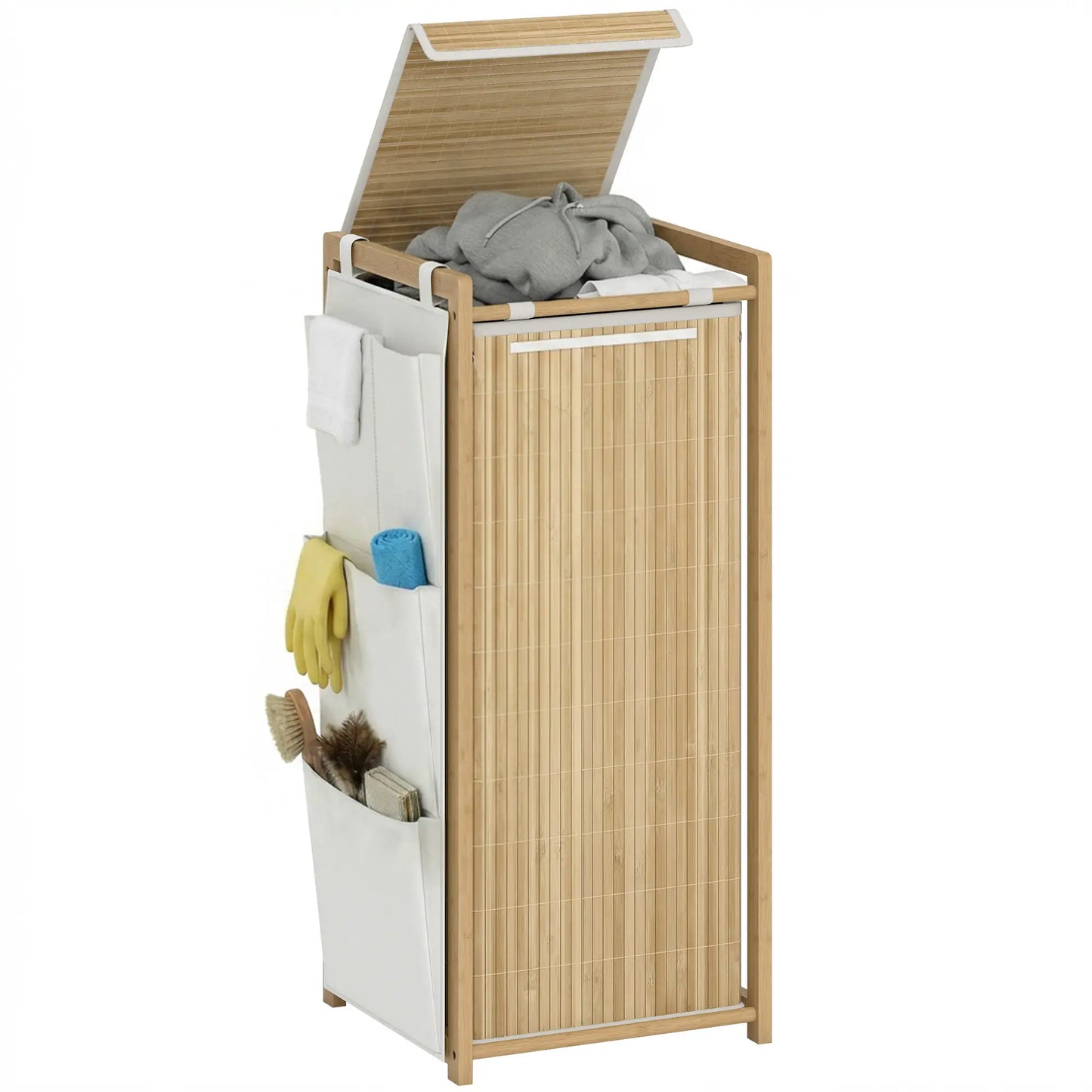 Bamboo Laundry Hamper with Removable Drawstring Bag and Side Storage Pockets, 19.8 Gal, Natural Bath Accessories at Gallery Canada