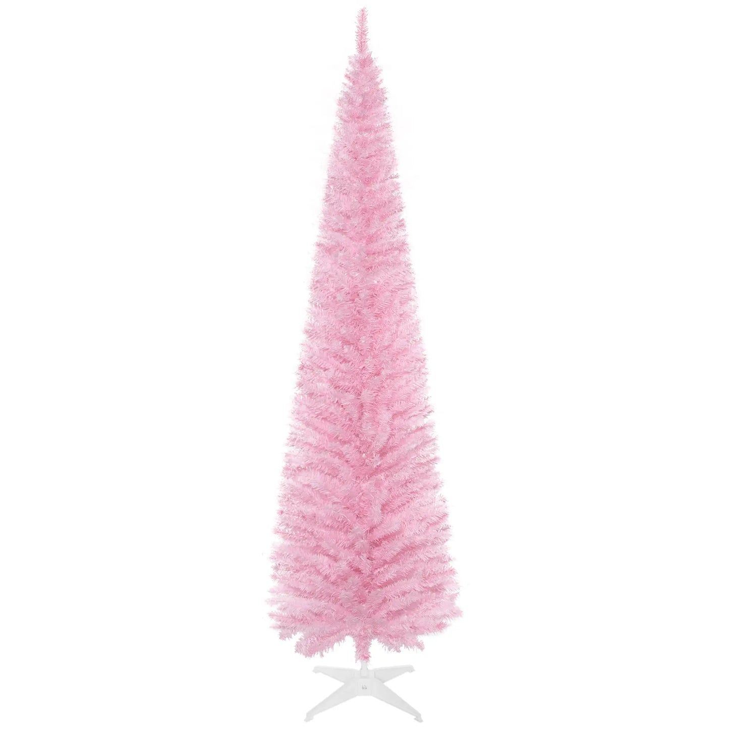 7' Slim Artificial Christmas Tree, Realistic Branches, Sturdy Metal Stand, Pink Pencil Christmas Trees at Gallery Canada