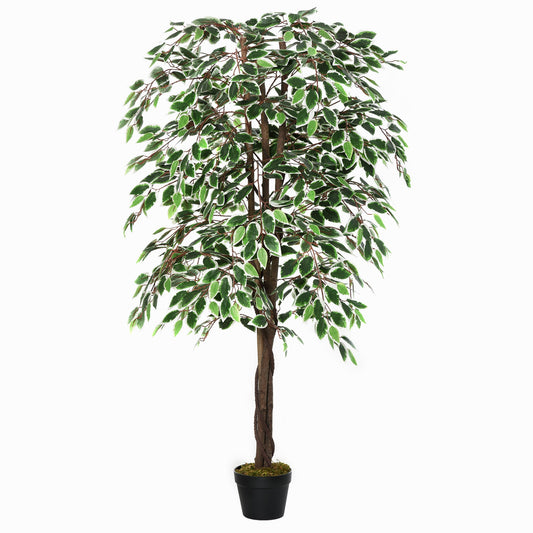 5.3ft Artificial Tree, Indoor Outdoor Fake Ficus with Pot, for Home Office Living Room Decor - Gallery Canada