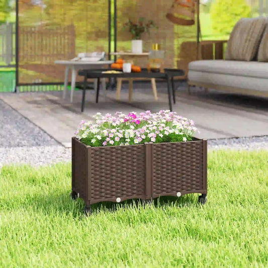 Plastic Raised Garden Bed, Self Watering Planter Box With Drainage Holes Raised Garden Beds Brown at Gallery Canada