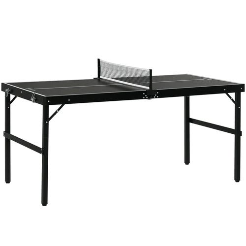 Mini Folding Table Tennis Table, Aluminium Frame, Portable, Black