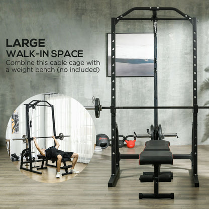 Power Cage Power Rack with 15-Level Squat Rack, Cable Pulley System, Pull up Stand and Push up Stand at Gallery Canada