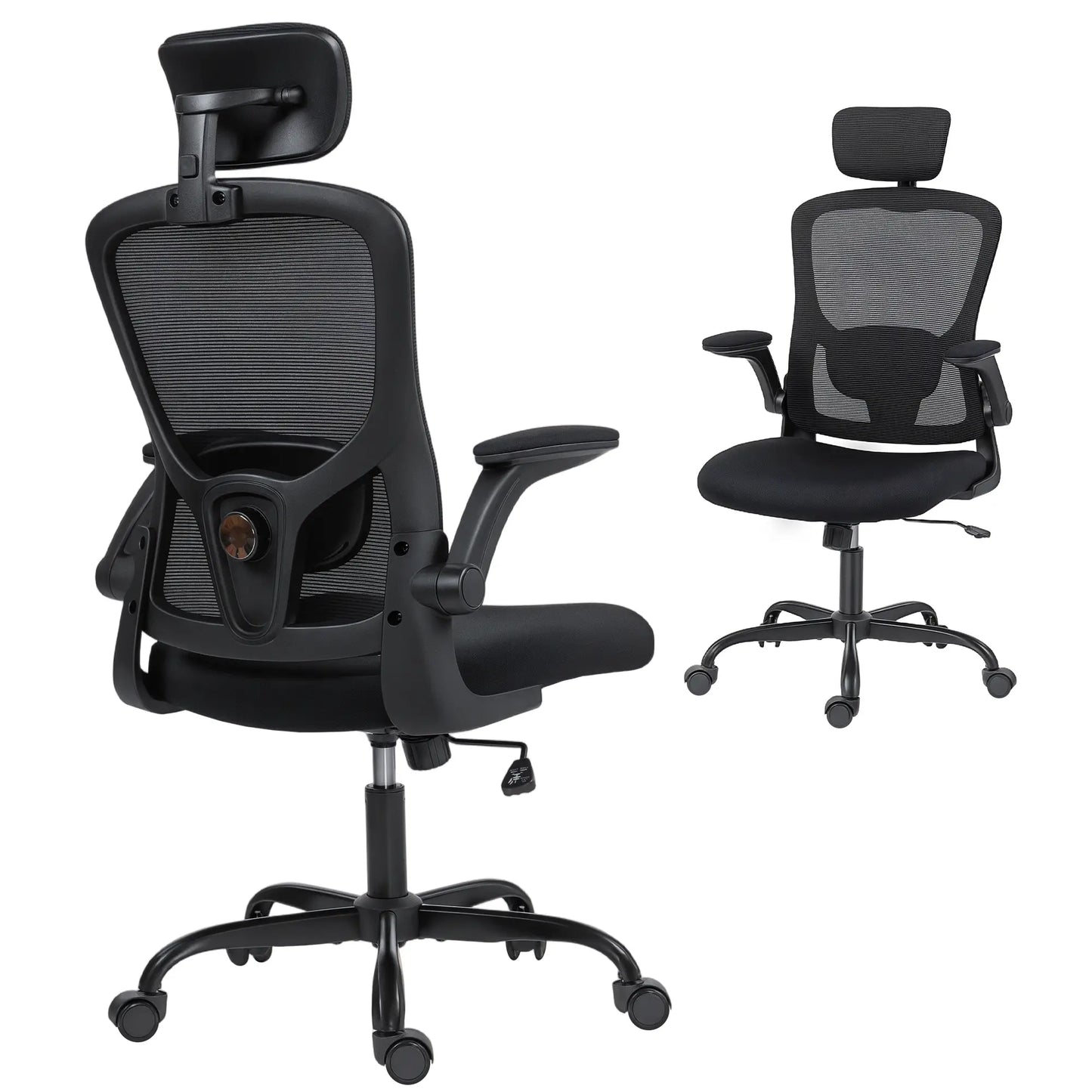 Ergonomic Office Chair, Mesh Desk Chair, Adjustable Headrest, Lumbar Support, Black Task Chairs at Gallery Canada