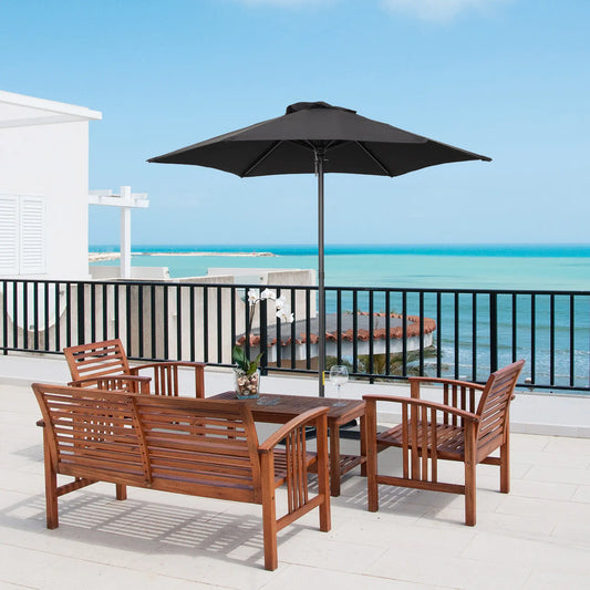 6.6FT Outdoor Patio Umbrella, 6 Solid Ribs, Black Patio Umbrellas Black at Gallery Canada