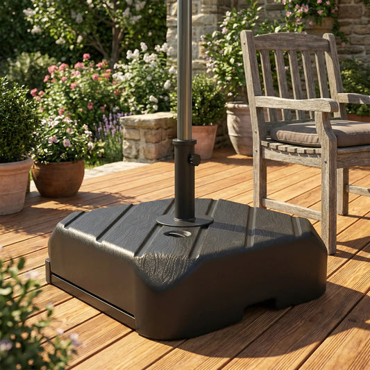 Patio Umbrella Base With Wheels, Telescopic Handle, 158 Lb Stand, Black Umbrella Bases Black at Gallery Canada