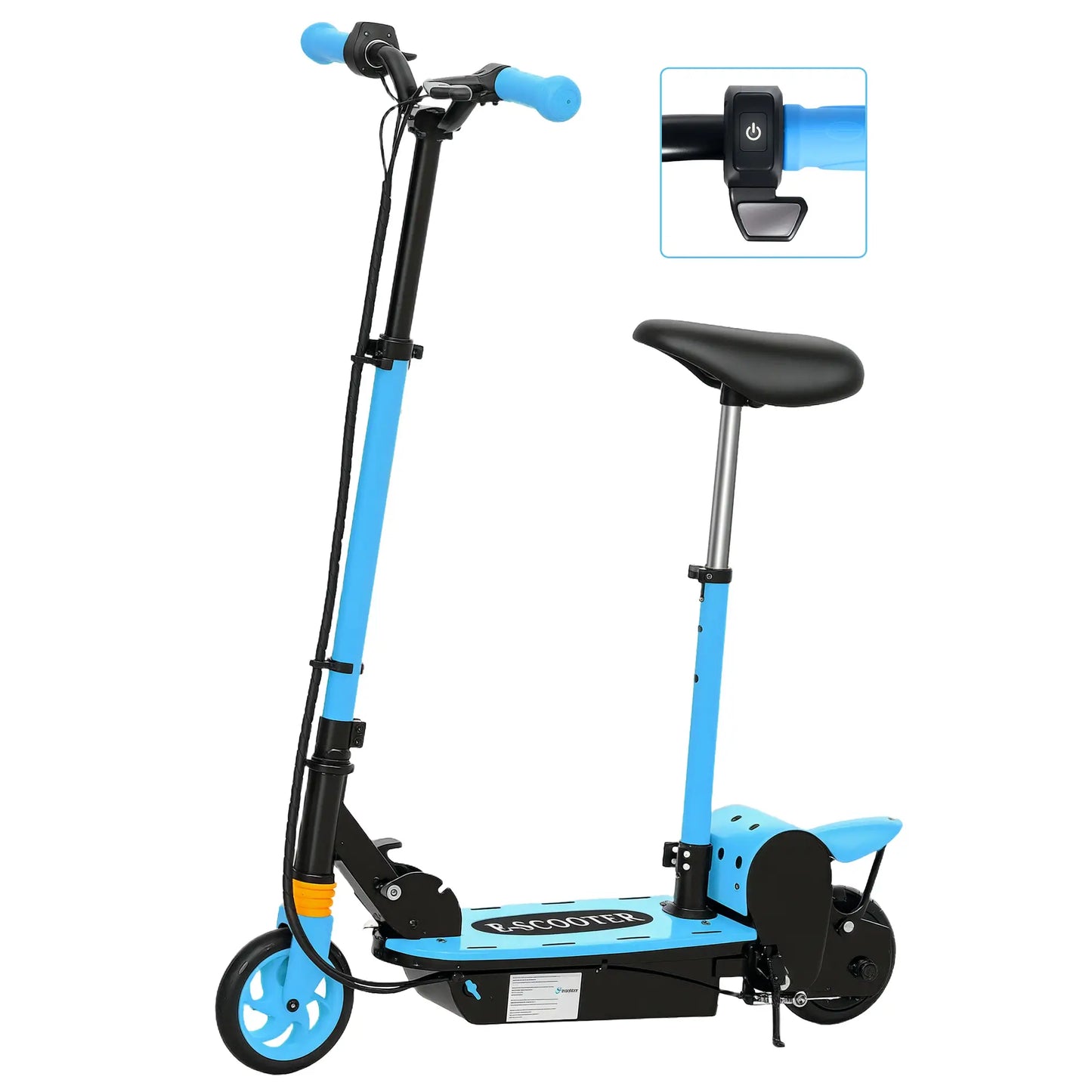 Foldable Electric Scooter for Kids, Seat, 2 Heights, 6km Range, 12km/h, Blue Scooters at Gallery Canada