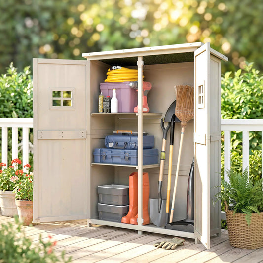 4x1.5ft Wooden Garden Storage Shed, Outdoor Tool Cabinet, Grey Sheds Grey at Gallery Canada