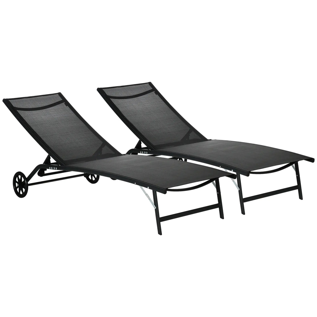 2PCs Lounge Chairs with Wheels, 5-Level Adjustable Backrest, White Lounger Chairs at Gallery Canada