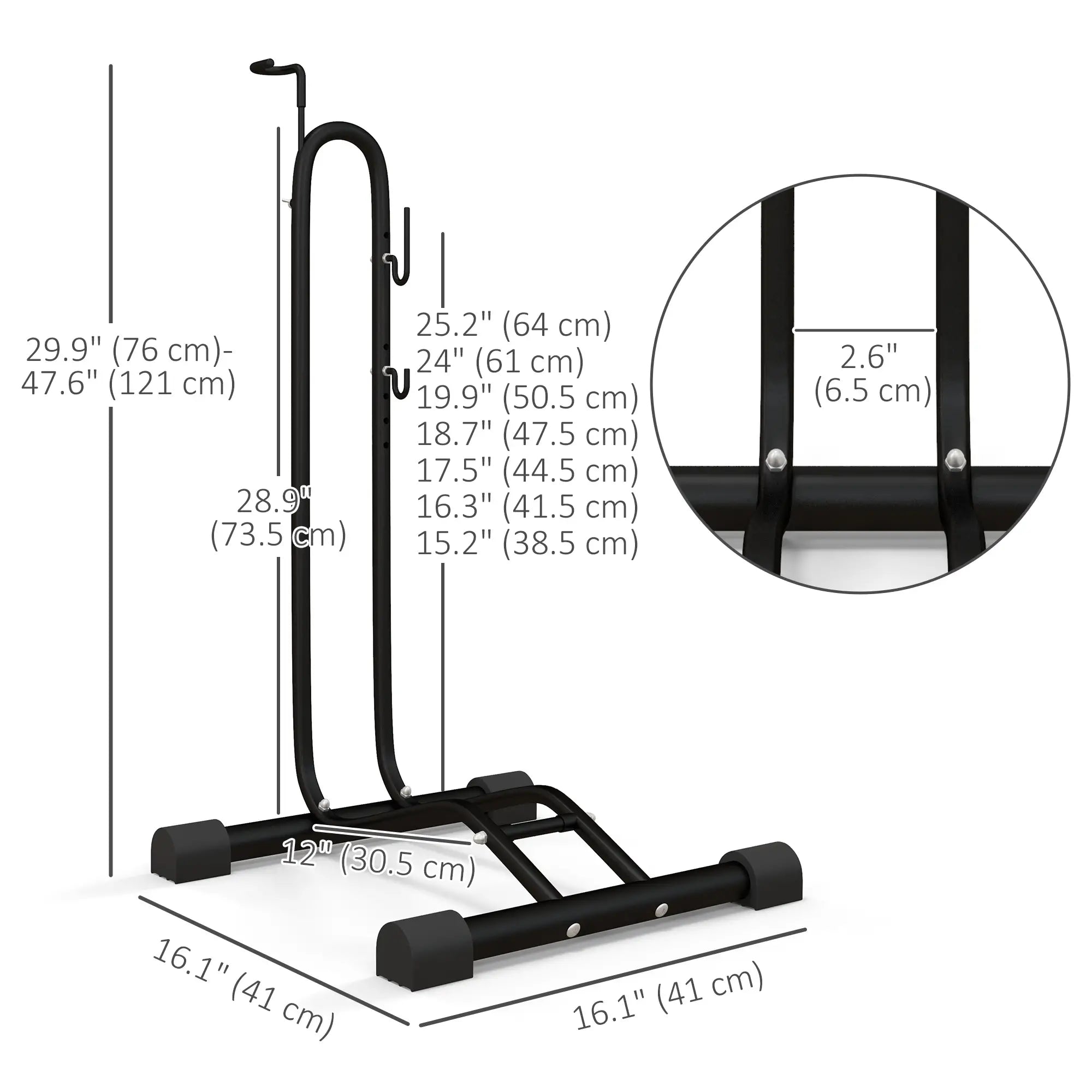 Vertical Horizontal Bike Rack, Adjustable Hooks, Fits 6
