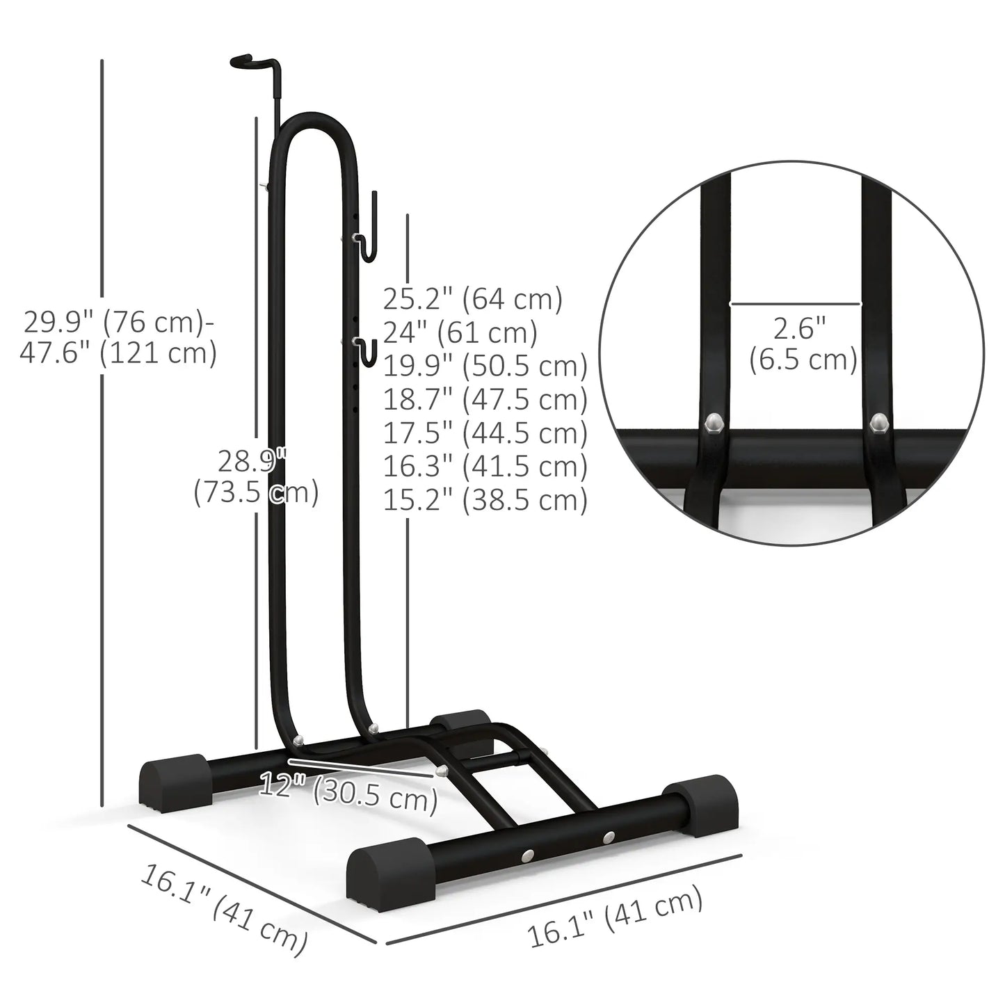 Vertical Horizontal Bike Rack, Adjustable Hooks, Fits 6"-28" 700c Bikes Bike Parking Stands at Gallery Canada