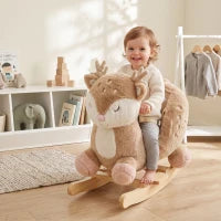 Toddler Rocking Horse, Deer Sound Seat Belt Rocking Stopper, Brown, Brown Rocking Horses Brown at Gallery Canada