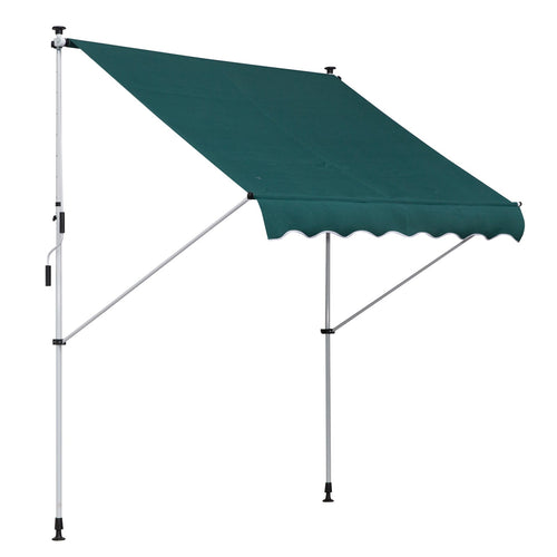 6.6'x5' Manual Retractable Patio Awning Window Door Sun Shade Deck Canopy Shelter Water Resistant UV Protector Green