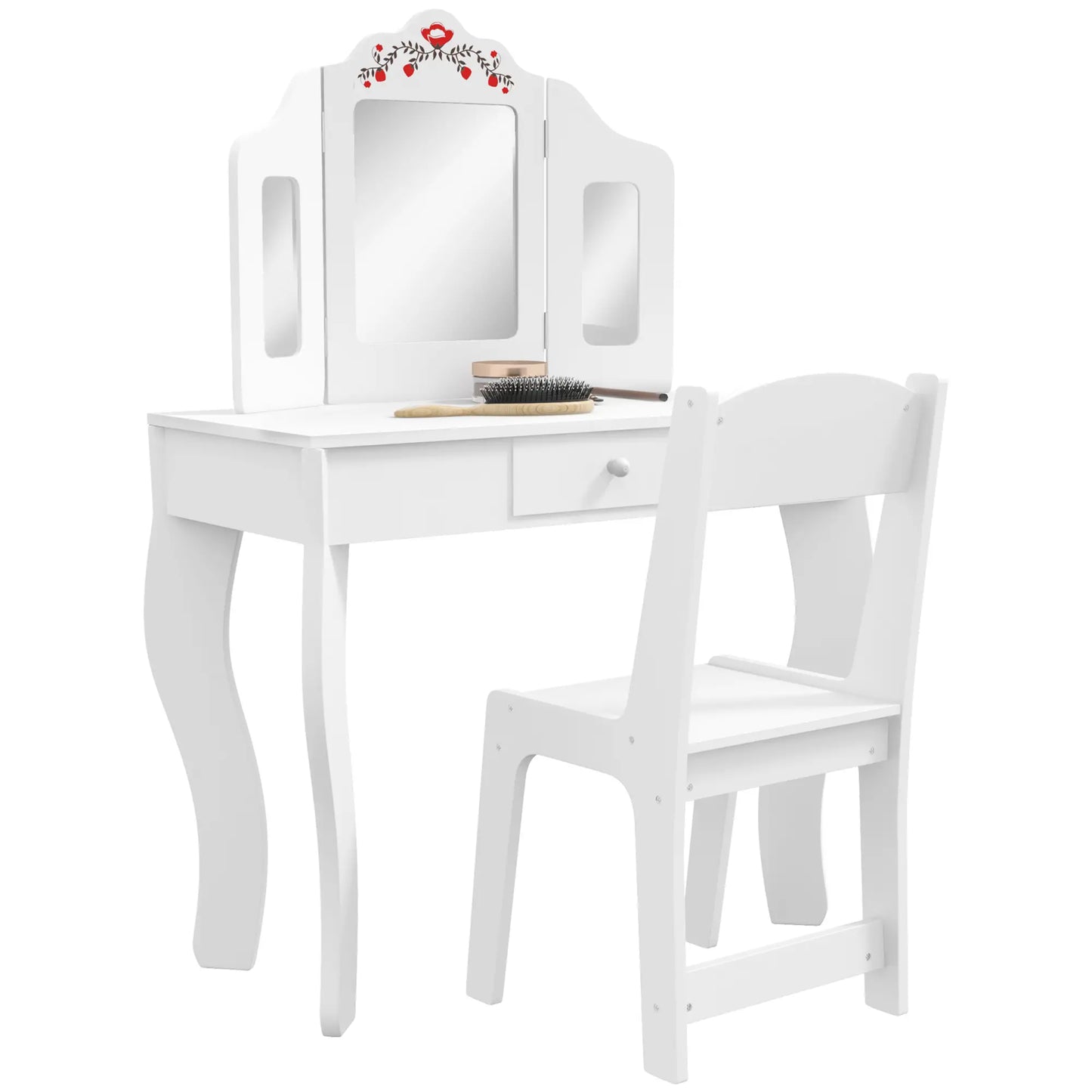 Kids Vanity Set, Dressing Table with Mirror, Drawer, Ages 3-8, White Toy Vanity at Gallery Canada