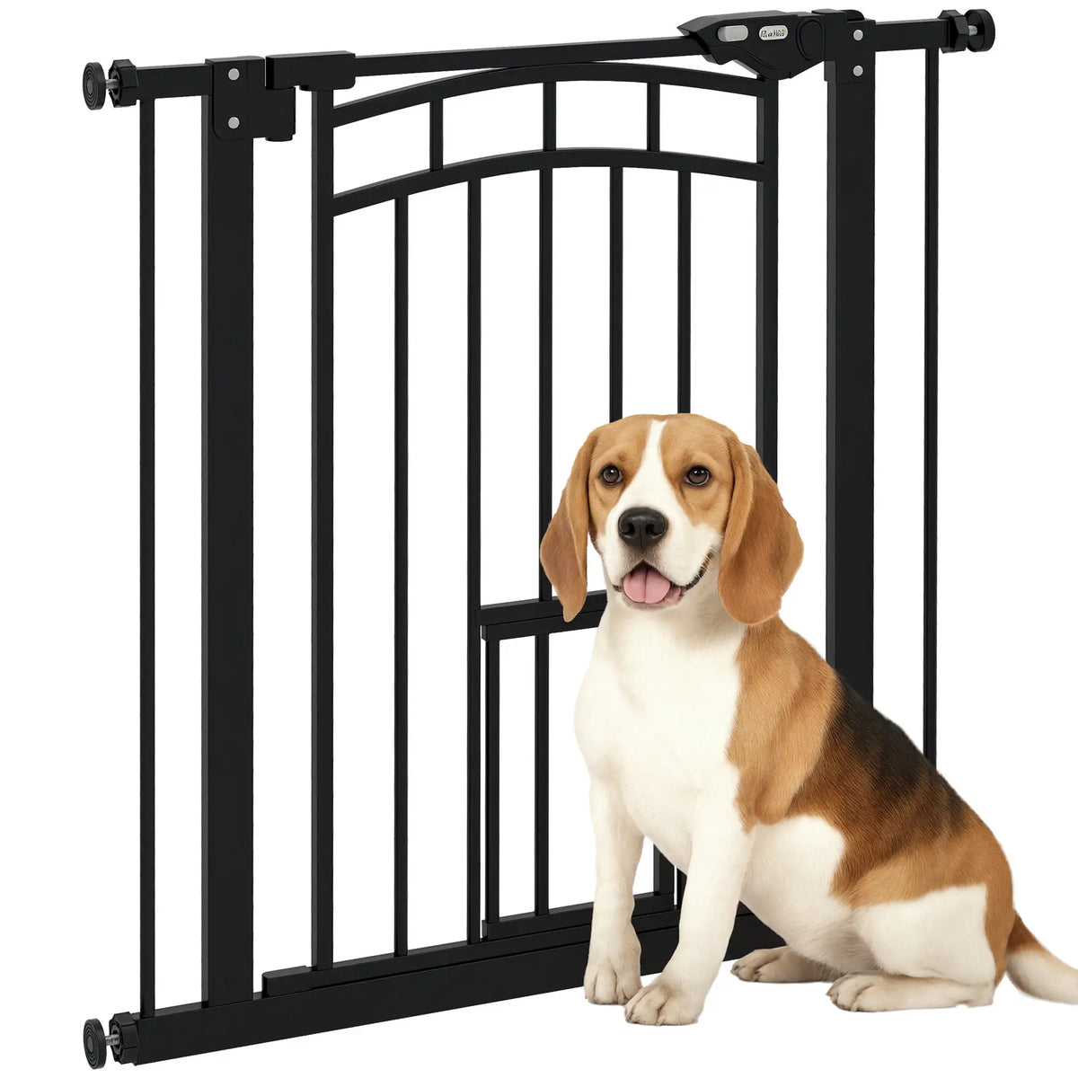Auto-Close Pet Gate with Cat Door, Double Locking, Fits 29"-31.5" Wide, Black Houses, Kennels & Pens at Gallery Canada