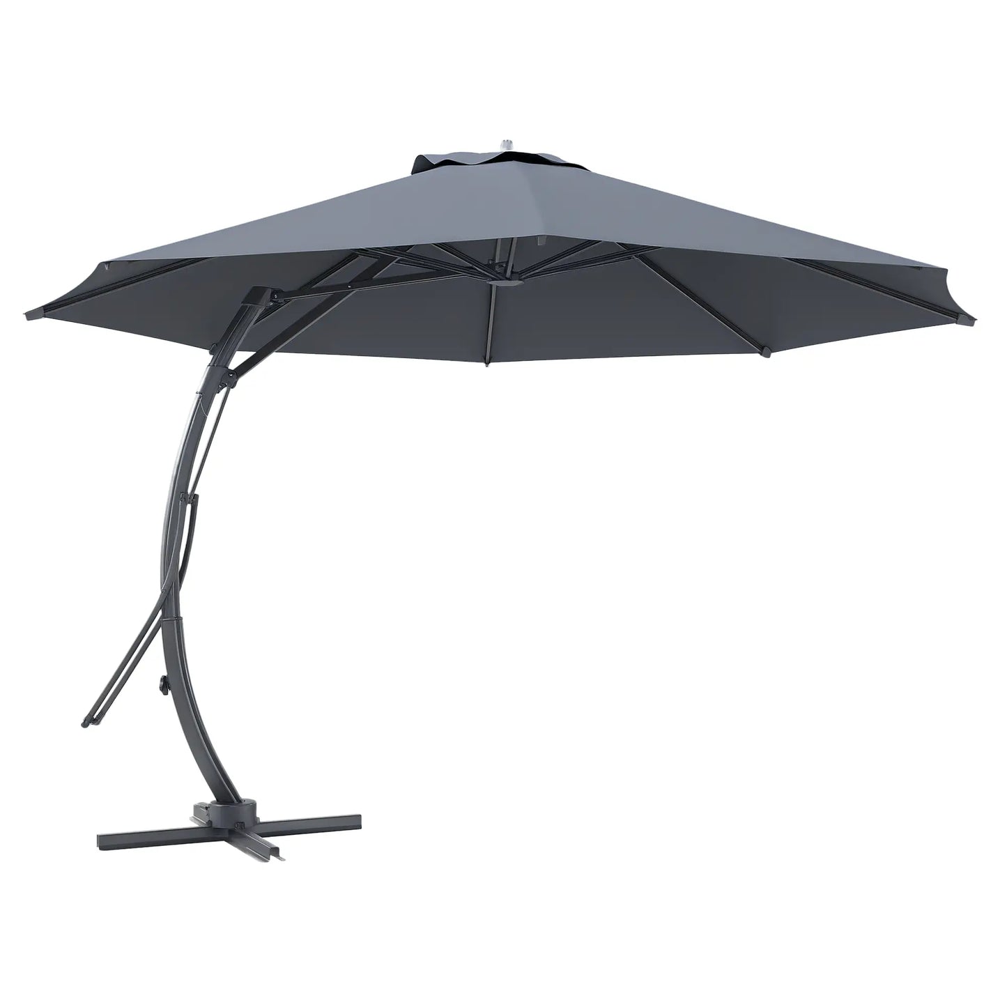 11FT Cantilever Umbrella, 8 Ribs, 360° Rotation, UPF 50+, Grey Patio Umbrellas at Gallery Canada