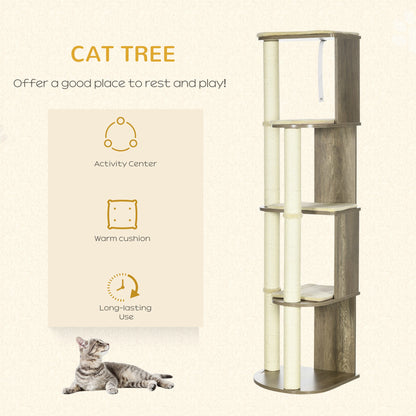 65" Cat Tree Tower, Cat Condo Furniture, Multi-Level Activity Center with Jute Scratching Posts, Carpeted Perches at Gallery Canada